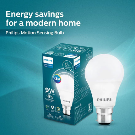 Philips Motion Sensor B22 LED Bulb | Motion Sensor Light for Home | Motion Sensor LED Bulb | Crystal White, Pack of 1 