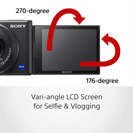 Sony Digital Camera ZV-1 Only (Compact, Video Eye AF, Flip Screen, in-Built Microphone, 4K Vlogging Camera for Content Creation) - Black
