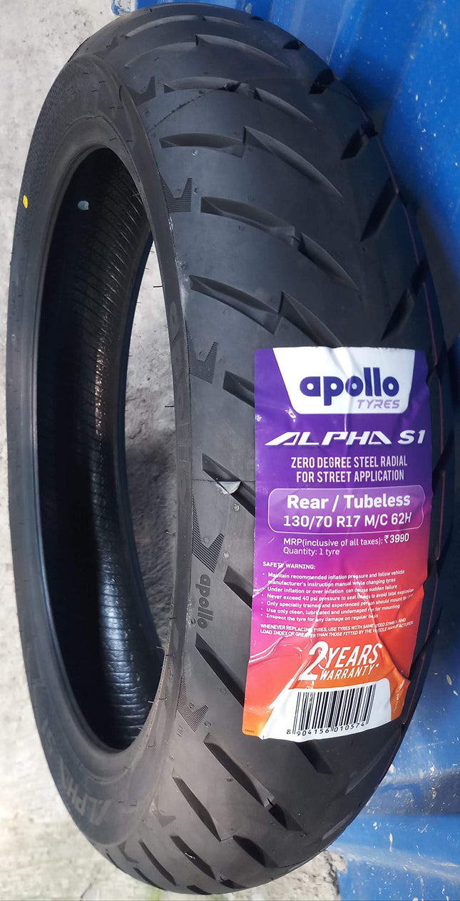 Apollo tyres Alpha S1 130/70% R17 62H Steel Belted Radial Tubeless Rear Tyre 