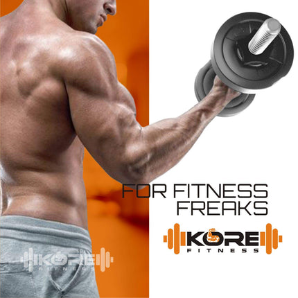 Kore PVC 50 Kg Home Gym Set with One 3 Ft Curl Rod and One Pair Dumbbell Rods, Multicolour 
