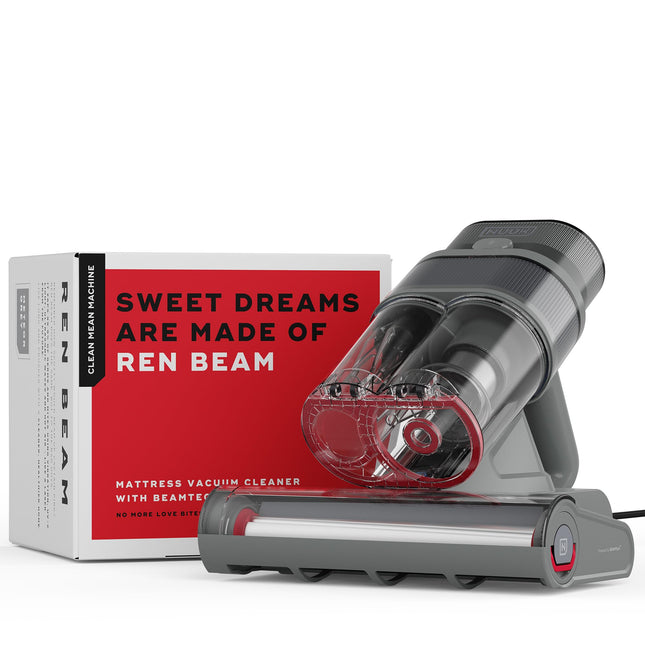 NUUK REN Beam Mattress Vacuum Cleaner for Dust Mites, Allergens & Pet Hair | 4 Step BEAMTech™ | Vibration, UV-C Light, 50000 Hz Ultrasonic Waves, 60°C Hot Air Treatment | 7 Grade Filtration with HEPA 
