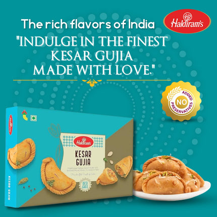 Haldiram's Kesar Gujia 400g | Gujiya Sweets | Indian Mithai | Fresh Indian Traditional Mithai | Holi Gift Hamper | Fresh Products | Royal Saffron Flavor | Festive Sweet Gift Box | Mithai for All Occasion 