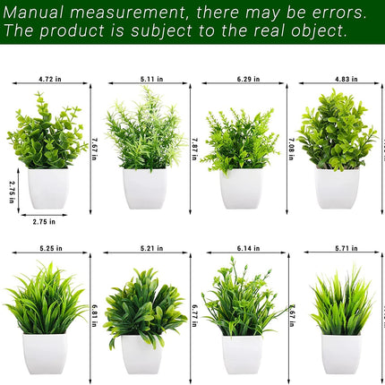 Dekorly Artificial Potted Plants, 8 Pack Artificial Plastic Eucalyptus Plants Small Indoor Potted Houseplants, Small Faux Plants for Home Decor Bathroom Office Farmhouse (Set 0F 8) 