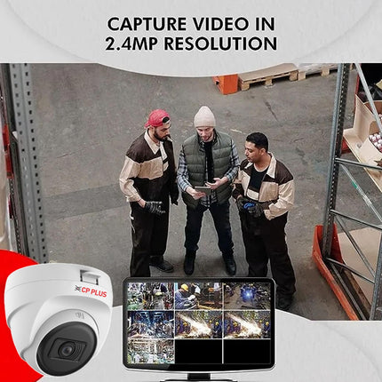 CP PLUS 2.4MP Full HD IP Indoor Wired Dome Camera CP-URC-DC24PL3 Compatible with DVR only | 30 Meters IR Black & White Night Vision | 3.6mm Lens | Motion Detection, White 