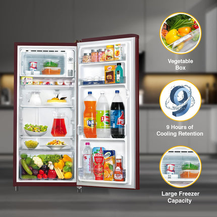 Whirlpool 184 L 2 Star Direct-Cool Single Door Refrigerator (205 WDE CLS 2S SHERRY WINE-Z, Red, 2023 Model) 