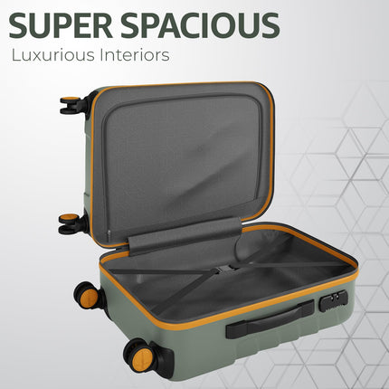 Safari Crescent 8 Wheels 76cm Large Check-in Trolley Bag Hard Case Polycarbonate 360 Degree Wheeling System Luggage, Travel Bag, Suitcase for Travel, Trolley Bags for Travel, Thyme Green 