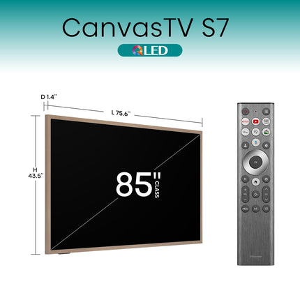 Hisense 85-Inch Class QLED 4K S7N CanvasTV Series Dolby Vision HDR Google Smart TV (85S7N, 2025 Model) - 144Hz, Art Mode, Anti-Glare Panel, Hi-Matte Display, UltraSlim Wall Mount & Frame Included 