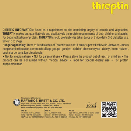 Threptin Protein Diskettes| Healthy Snacks for Men and Women - 275g, High Protein Diskette enriched with Casein Protein, Essential Vitamins, Minerals and Antioxidant -Vanilla Flavor|100% Veg 