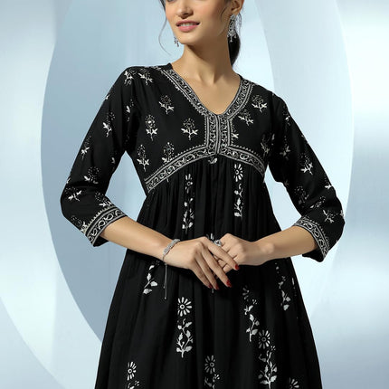 Libas Women's Pure Cotton Kurta Set (48993_Black 