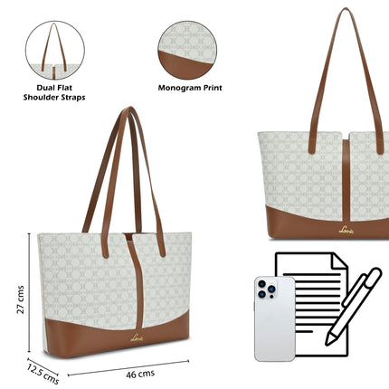 Lavie Women's Mono Freya Monogram Print Tote Bag for Women | Tote Bag for Work | Ladies purse | Stylish Shoulder Bag | Gift for Women 