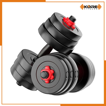 Kore 20 KG PVC-DM COMBO16 (3Kg X 4 Plates + 2Kg X 4 Plates) Home Gym Dumbbells Kit, Black 