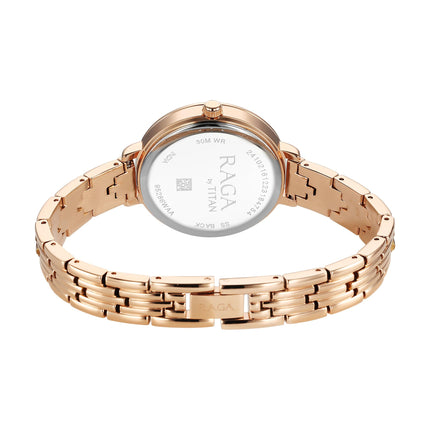 Titan Raga Showstopper Quartz Analog Pink Dial Metal Strap Watch for Women-95286WM01 