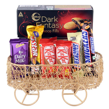 Astonished Retail Assorted Chocolate with Handcrafted Metal Basket | Chocolate Gift Hamper for Diwali, Birthday, Holi, Rakhi, New Year, Christmas, Anniversary | 