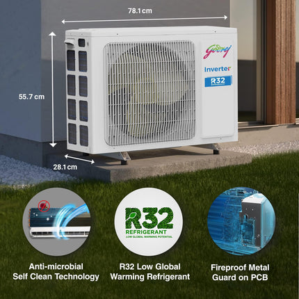 Godrej 1.5 Ton 5 Star, 5 Years Comprehensive Warranty, 5-In-1 Convertible Cooling, Inverter Split AC (Copper, Heavy Duty Cooling at 52°C, 2024 Model, AC 1.5T EI 18IINV5R32 WYS, White) 