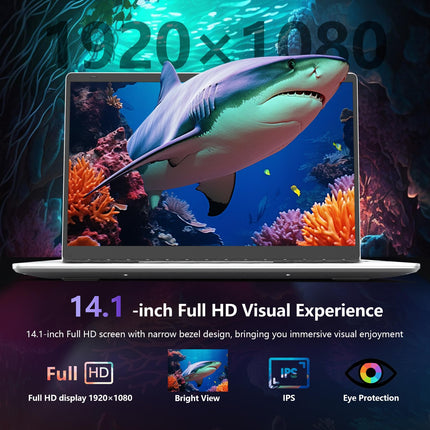 FOLINHAM 14.1 Inch Laptop PC, 8GB RAM 512GB SSD Windows 11 Pro Notebook Computer, FHD 1920x1080 Display, Celeron Processor Up to 2.8GHz, USB 3.0, Type-C, Mini-HDMI, 2.4/5G WiFi, BT4.2, 7.6V/5000mAh 