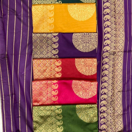 C J Enterprise Women's Banarasi Saree Pure Kanjivaram Silk Saree Soft Design Wear Pattu Sarees Latest Cotton With Blouse Piece Kanchipuram for Wedding sadi new ladies 2025 (KeriGola-51) (Yellow) 