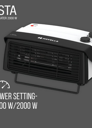 Havells Cista Room Heater, White, 2000 Watts