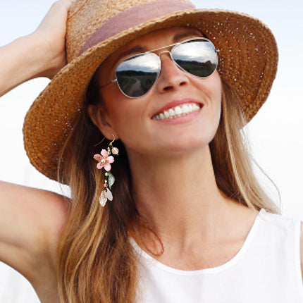 Statement Earrings for Women, Stylish Pink Flower Dangle Earrings, Korean Inspired Design, Elegant Western Style Earring for Girls, Perfect Special Occasions