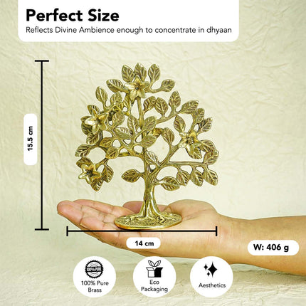 Ekhasa 100% Pure Brass Kalpavriksha Tree (6 Inch, 400 g) for Home Decor Living Room Puja | Big kalpvriksh Showpiece for Fengshui Vasthu | Antique Tree of Life Good Luck Gift for Marriage House Opening 