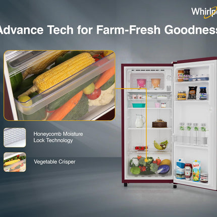 Whirlpool 184 L 2 Star Direct-Cool Single Door Refrigerator (205 WDE PRM 2S WINE SERENA-Z) 