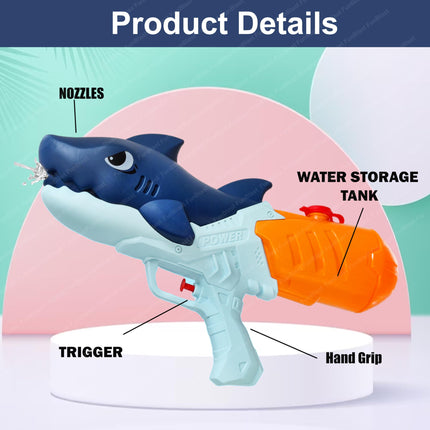 FunBlast Holi Pichkari Water Gun for Kids Boy & Girls – Shark Powerful High Pressure Tank Spray Gun Toy, Pichkari for Holi Water Gun for Boys, Girls, Kids, Pichkari Gun Big Toy – Random Color (500ML) 