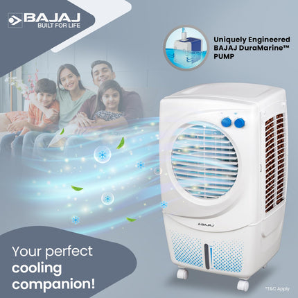 Bajaj PX 97 Torque New 36L Personal Air Cooler For Home|Honeycomb Pad|High Speed Fan |30Ft Powerful Air Throw|Inverter compatible |Portable Cooler-Room|3-Yr Product 2-Yr Pump 1-Yr Motor Warranty|White 