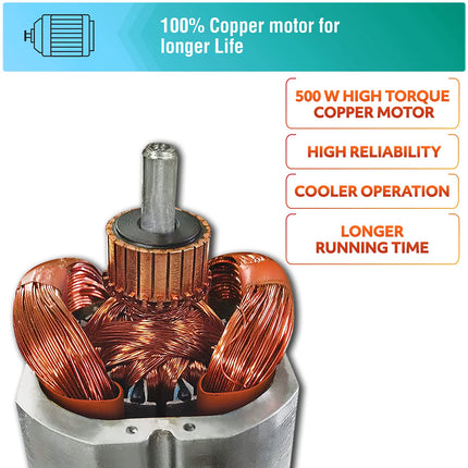 USHA Rapidmix 500-Watt Copper Motor Mixer Grinder With 3 Jars And 2 Years Product Warranty & 5 Years Motor Warranty (Sea Green/White), 500 Watt 