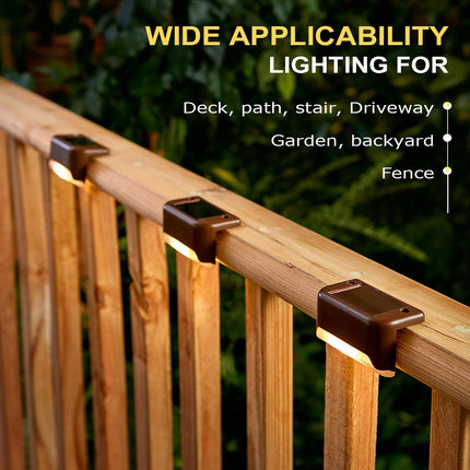 CaiFang Solar Deck Lights Outdoor, 16 PCS Solar Step LED Waterproof Lighting for Outdoor Deck, Patio, Driveway (Warm White) 