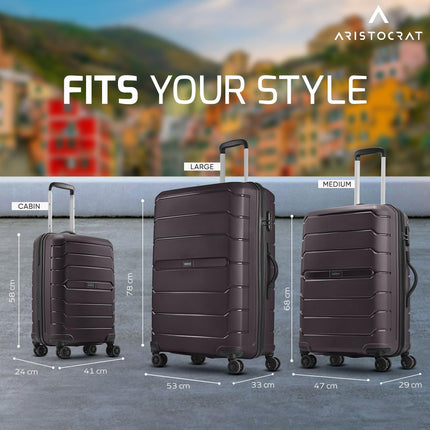 Aristocrat Liberty Cabin (Carry-On) Trolley Bag, 58Cm | Combination Lock | 8 Wheels | 5 Years International Warranty | New Saddle Brown 