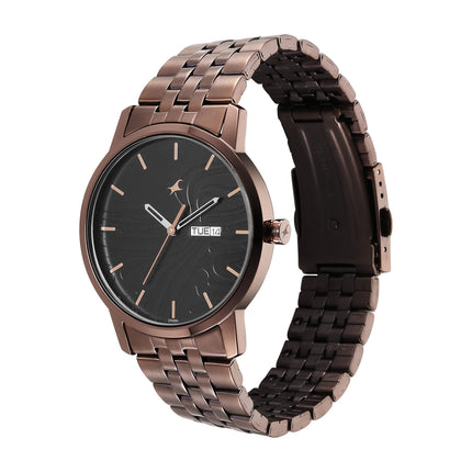 Fastrack Urban Camo Black Dial Analog Mens Stainless Steel Watch for Guys-NS3295QM01 