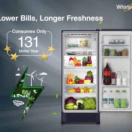 Whirlpool 184 L 5 Star Direct-Cool Single Door Refrigerator with Intellisense Inverter Compressor (205 WDE ROY 5S Inv SAPPHIRE SPRING-Z) 