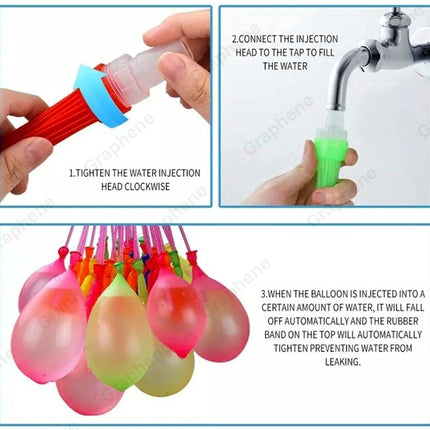 GRAPHENE Set of 3 Bunch 111 Holi Magic Water Balloons/Multicolor Automatic Fill and Tie Magic Water Balloons for Holi- Quick Fill, Easy Tie, No Mess, Fun For Kids (111 Balloons) 
