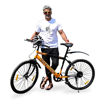 Lifelong 26T Cycle for Men & Women – Mountain Bicycle with Wide MTB Tyres – Premium Single Speed Rigid Fork Gear Cycle – Bike with Padded Saddle, High Handlebar & Soft Rubber Grips (Black & Orange) 