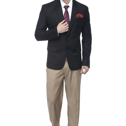 FAVOROSKI Designer Men's Slim Fit Notched Lapel Single Breasted Solid Blazer, Black (FVBL161133-BLACK-5XL) 