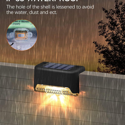 BRITSPEAR plastic Waterproof LED Solar Powered Deck Stair Outdoor Light for Railing, Wall Garden,Pathway, Backyard, Patio, and Balcony Decoration (4) 