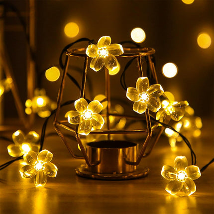 Epyz Solar Sakura Flower String Light Outdoor Waterproof Blossom String Light Solar Power for Garden,Lawn,Patio,Christmas Tree,Party Decorations [ 30 LED, Warm Yellow Light, Pack of 1 ] 