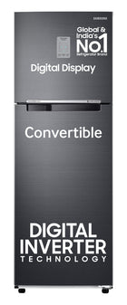Samsung 256 L, 3 Star, Convertible, Digital Inverter with Display Frost Free Double Door Refrigerator (RT30C3733BX/HL, Luxe Black) 