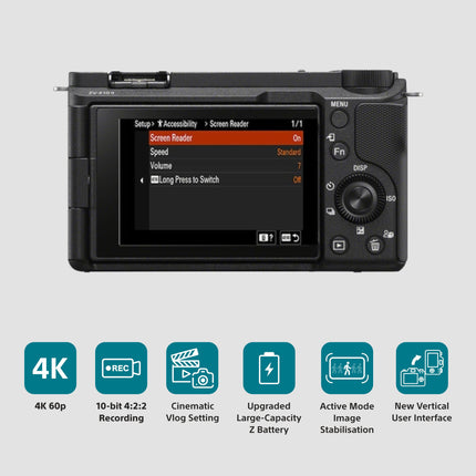 Sony Alpha ZV-E10M2 26 MP Interchangeable Lens Mirrorless Vlog Camera for Creators | APS-C Sensor | 4K 60p with 10bit 4:2:2 Recording - (Black) 