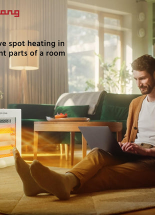 Lifelong Regalia 800 Watts Quartz Room Heater for Home with 2 Power settings, ISI Certified, 2 Rod Heater for Room |Cord Length 1.5 Meter| 1 Year Manufacturer's Warranty (LLQH922, White)