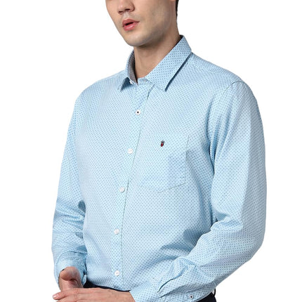 Louis Philippe Men's Slim Fit Shirt (LYSFCSLB283387_Blue 