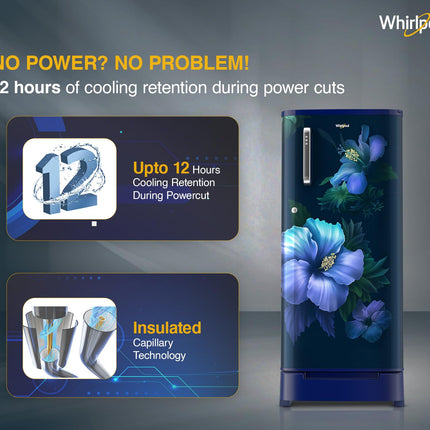 Whirlpool 184 L 5 Star Direct-Cool Single Door Refrigerator with Intellisense Inverter Compressor (205 WDE ROY 5S Inv SAPPHIRE SPRING-Z) 
