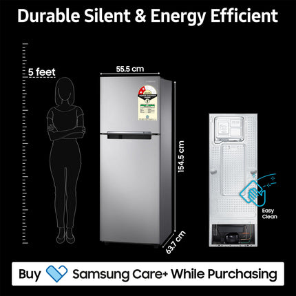 Samsung 236 L, 2 Star, Digital Inverter, Frost Free Double Door Refrigerator (RT28C3032GS/HL, Gray Silver) 