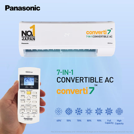 Panasonic 1.4 Ton 3 Star Inverter Split AC (Powerful Mode, Copper Condenser, 7in1 Convertible, 2-Way, PM 0.1 Filter, CS/CU-SU17AKY3T, White) 