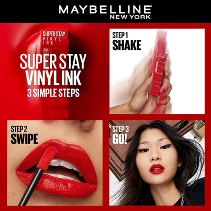 Maybelline New York SuperStay Vinyl Ink Liquid Lipstick - Lippy, Instant Shine & Transfer Proof. SuperStay Vinyl Ink Liquid Lipstick Last Up To 16Hr, Enriched With Vitamin E & Aloe | 4.2ml 