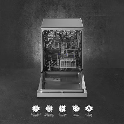 KAFF Centra 12 Place Settings Free Standing Dishwasher with Digital Display, 3 Stage Filtration (DW Centra 60, Silver) 