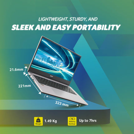 Acer One 14 Business Laptop AMD Ryzen 3 3250U Processor (8GB RAM/256GB SSD/AMD Radeon Graphics/Windows 11 Home) Z2-493 with 35.56 cm (14.0") HD Display 