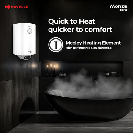 Havells Monza Pro 10L Storage Water Heater(Geyser)|Faster Heating|Safer to use|Saves electricity|Engineered for Hard Water|Endurashield Coated Anti Rust Tank|Whirlflow Technology|High Rise suitable 