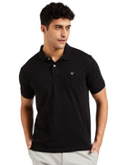 Allen Solly Men's Plain Regular Fit Cotton Polo (AMKP317G04249_Jet Black_Large) 