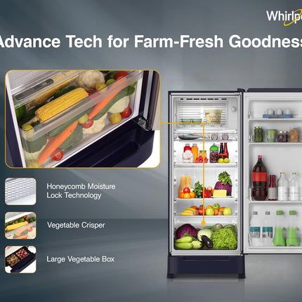 Whirlpool 184 L 5 Star Direct-Cool Single Door Refrigerator with Intellisense Inverter Compressor (205 WDE ROY 5S Inv SAPPHIRE SPRING-Z) 