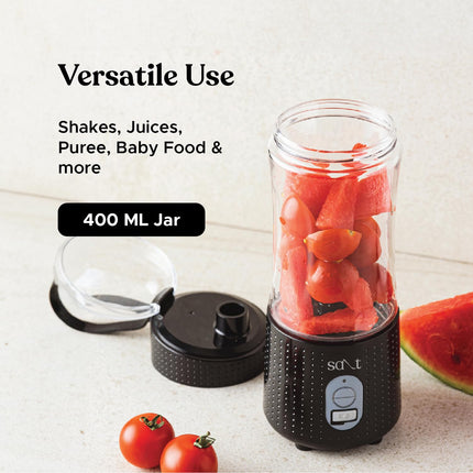 Salt PureBlend Sport Portable Blender for Smoothies, Protein Shakes, Crushing Ice | Sipper Lid | 4000 mAh Battery, USB-C Port | 230W Motor | 400 ML (Black) 